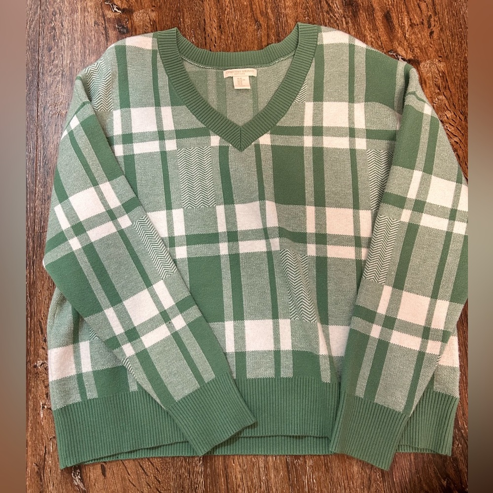Green plaid Christian Siriano sweater